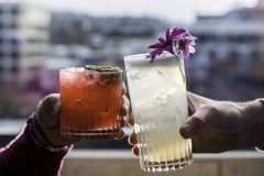 Cocktail served with a view of Hobart, Crowne Plaza Hobart.