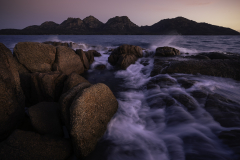Waves craching over Rocks at Coles Bay